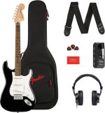 ელექტრო გიტარის კრებული SQUIER Affinity Series Strat Mustang Micro Pack, Laurel Fungerb, Black, Gig Bag, HD9.